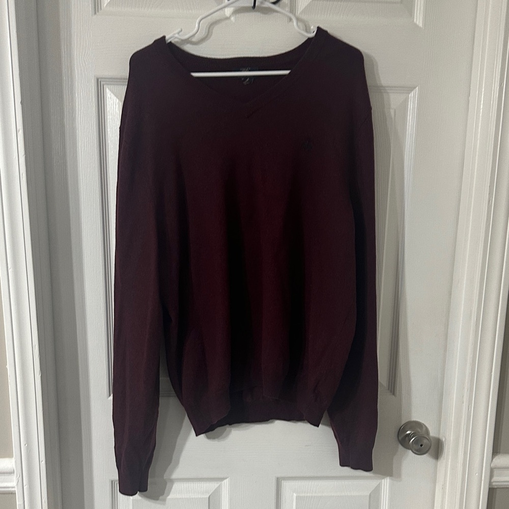 Brooks Brothers Men's Deep Red V-Neck Sweater